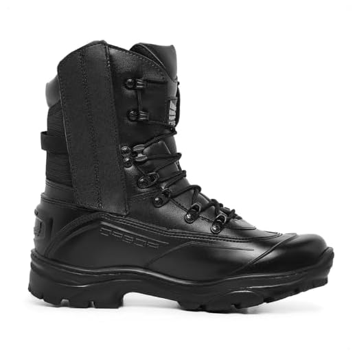 Bota Tática Militar de Combate, Coturno Alto com Cadarço, Disponível em Preto, Bege e Verde Militar (Preto/Couro, BR, Adulto, Numérico, 43)