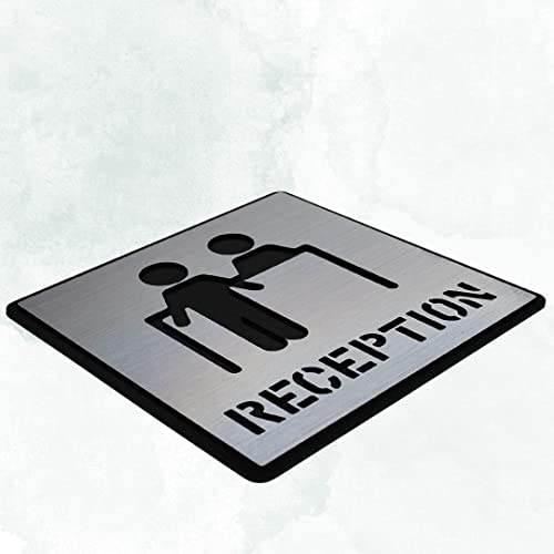 Image of CVANU 1pc Silver Acrylic RECEPTION Self-Adhesive Sign Board for Office /Hospital /Cafe Sign Board c82
