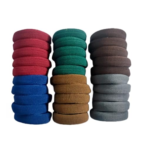 Image of Elina 60 Dark Elastic Ponytail Holder Hair Rubber Ties Head Bands Soft Cotton Thick Thin Hair Wear for School Girls, Kids, Women Accessories (Pack of 60)(Dark)