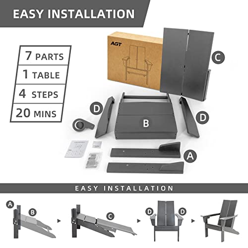 Agt Modern Curveback Adirondack Chair, Elegant Double Plate Design Lounge Chairs, Recycable Hdpe Chairs For Outdoor Patio Pool #TOP4