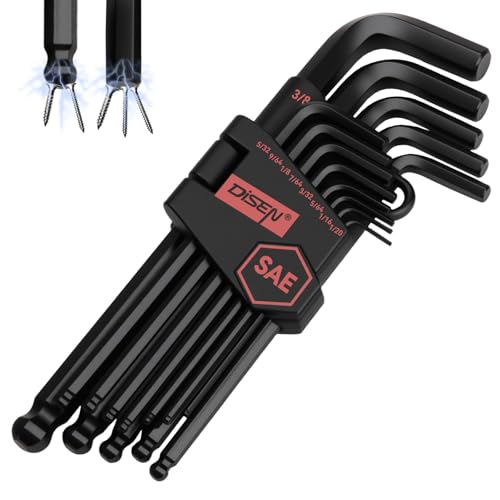 DISEN 13 Pieces Hex Key Allen Wrench Set SAE Size