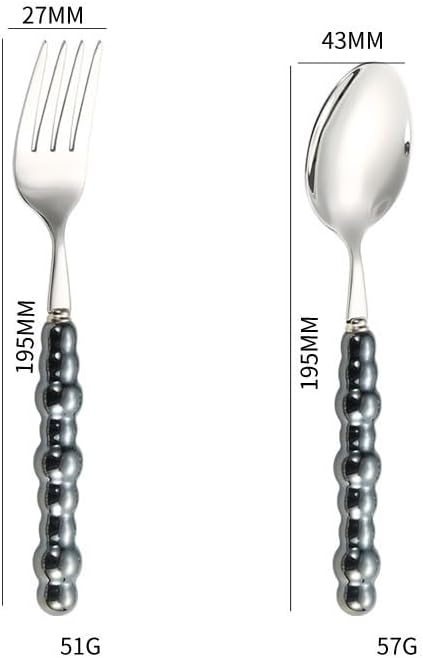 Silverware Set, 2/8/12/16/20/24pcs Retro Light Luxury Ceramic Pearl Handle 304 Stainless Steel Knife, Fork And Spoon Tableware Set, Home Cutlery Flatware Set(Pink,16 Pieces for 8)