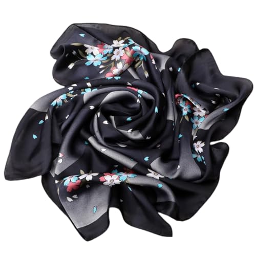 FAIRYGATE Schal XXL Schal Schwarz Damen Seidentuch Bandana Kopftuch Mädchen Sommer Haarband Herren Halstuch Motorrad Seiden Haargummi Seidenschal Multifunktionstuch DA2113