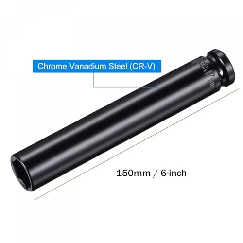 Image of TA-VIGOR 1 /2 Drive by 17mm Deep Impact Socket, 6 Inch Length Durable Reliable CR-V Steel, 6-Point Metric Sizes for Home Car Repair