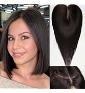 starluck Hair Toppers for Women 100% Real Human Hair, 12 Inch Black Brown No Bangs, Pure Hand-Tie...