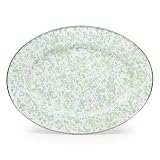 Golden Rabbit Enamelware Oval Platter, 12 x 16in, Jardin Swirl