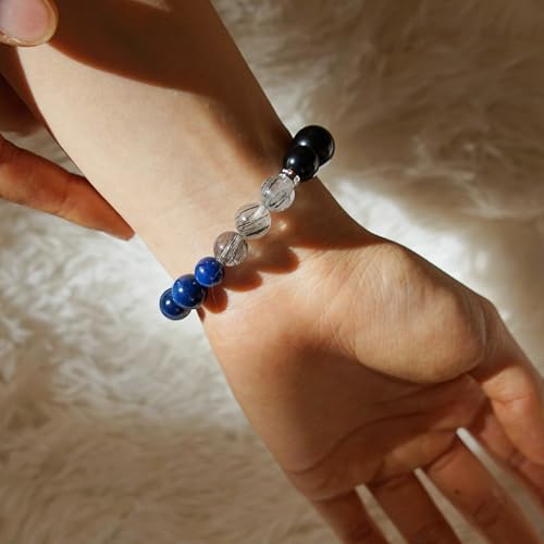 Image of Five Elements Solid 925 Sterling Silver 18K Gold /White Gold Vermeil Crystal Gemstone Beads Bracelet gift for women