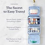 VANDEL Waterproof Hanging Toiletry Bag for Travelling, Hanging Makeup Organizer Bag, Cosmetic Travel Bags for Women, Makeup Case Toiletries Organizer Hygiene Bathroom Shower Caddy - Blue Gingham - Image 2
