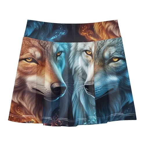 Athletic Shorts for Girls Skorts Abstract Wolf Tennis Skirts for Kids Running Teen Cheer 3t2