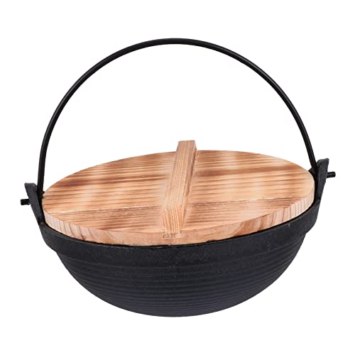 Mikinona Camping Wandern Kochgeschirr Gusseisen Hängetopf Satz 20cm Mit Zedernholzdeckel Hitzebeständig Tragbar Picknick Küchengeschirr