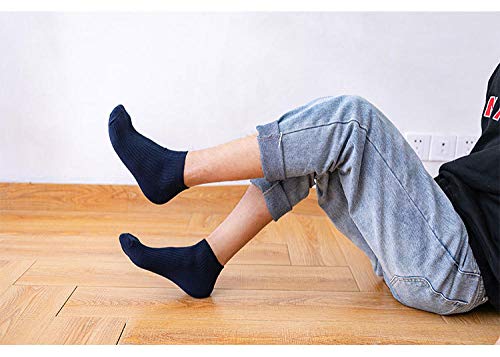 Comfortabele ademende mannen outdoor sokken lente en zomer dubbele naald effen kleur gemengde mannen boot sokken 5 paar - Afbeelding 6