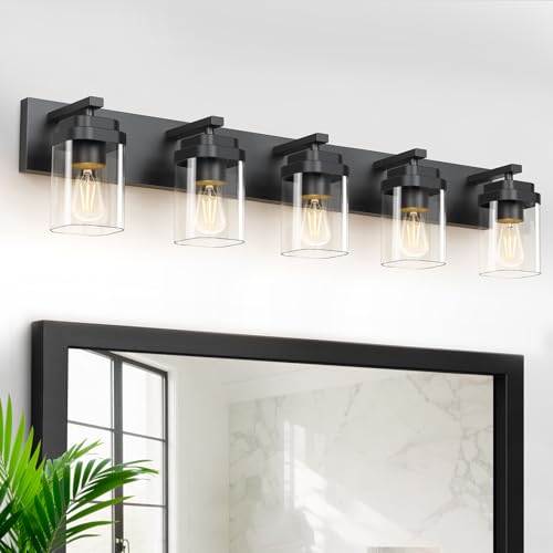 LKHF Black Bathroom Light Fixtures, 5 Lights Bathroom Lighting Fixtures
