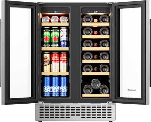 Image of Honeywell 24 Inch Dual Zone Compressor Wine Cooler Refrigerator & Beverage Cooler,Large Freestanding Wine Cellar For Red,White,Champagne or Sparkling Wine,Digital Temperature Control,Stainless Steel