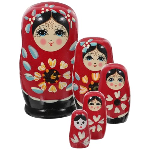 BESPORTBLE Wooden Matryoshka Doll Marionette Mom Cute Nesting Babushka Dolls