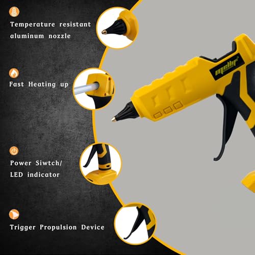 Image of Mellif Cordless Hot Glue Gun Compatible with Dewalt 20V Max Battery | Tool Only, Electric Melt Glue Gun w / 20 0.43 inch Glue Sticks, Full Size, Fast Preheating, High Temp for Arts, Crafts, Decoration