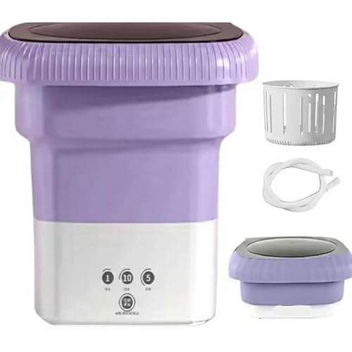 Foldable Mini Washing Machine – 11L Portable Electric Washer for Dorms, Travel, RVs & Small Spaces – Quiet, Compact & Stylish – Purple