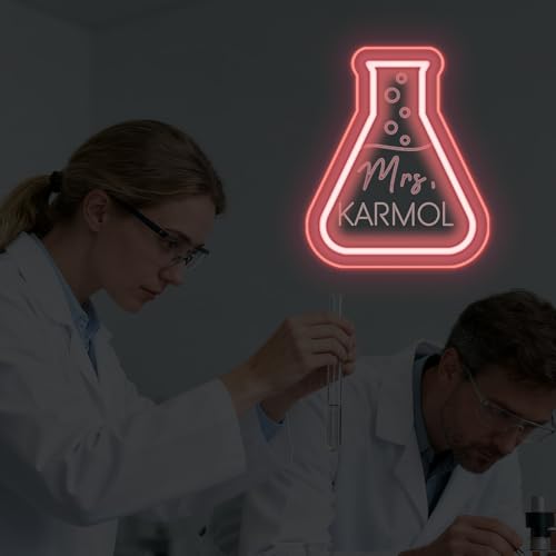 Image of Custom Neon Signs Personalized Name Science Teacher Chemistry Beaker LED Neon Light Science Classroom Wall Decor Professor Gift Teacher Back to School Sign