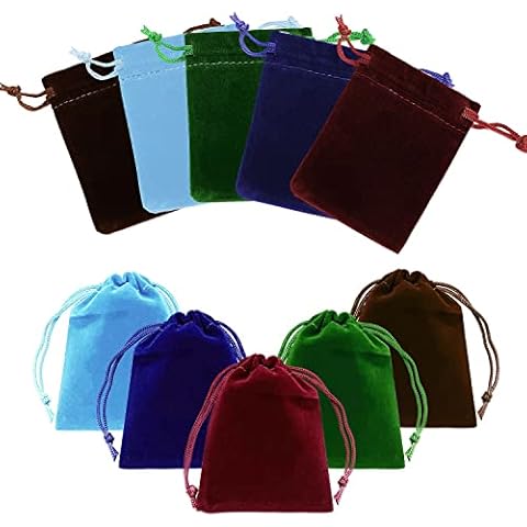 ZWZNBL 20 Stück bunte Samt-Schmuckbeutel, 5 Farben, wiederverwendbare Kordelzugbeutel, Schmuckbeutel, Beutel, Bankett, Geschenk, Schmuckbeutel für Hochzeitsgeschenk, Schmuck, 7 x 9 cm Cover