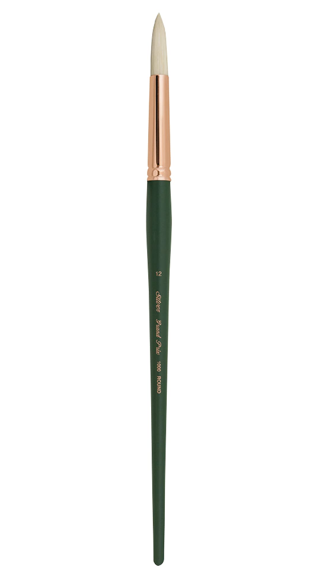 Silver Brush Grand Prix Round Long Handle Brush, Hog Bristle, Dark Green, Size 12