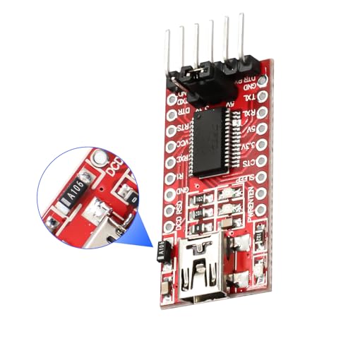 FTDI 232RL Mini USB auf TTL Adapter, QIQIAZI 3.3V 5V FTDI 232RL Adapter USB to TTL serielles Modul kompatibel mit Arduino (2 PCS)