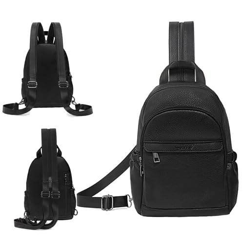 ECOTISH Anti-robo Mochila Mujer Pequeña,Impermeable Sling Bag Chest Bag,Ligero Antirrobo Mini Mochila Mochila de Viaje Linda Bolsa de Viaje Casual, Mochila de Escuela Bolsa de Hombro (Negro)