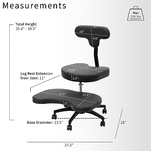 Image of VIVO Mobile Cross Legged Office Chair with Back Support for Yoga Meditation ADHD, Height Adjustable, Black, CHAIR-CL02B-R