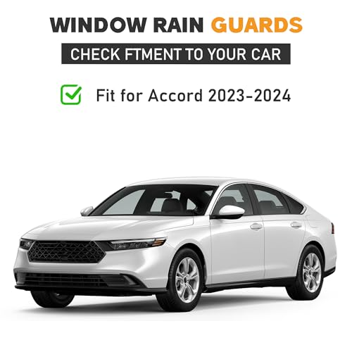 Image of Shatterproof Taped-On Window Deflectors for Honda Accord 2023-2026 with Chrome Trim, Rain Guards, Window Visors for Car, Vent Deflector, 4pcs