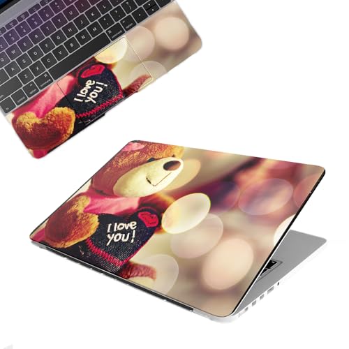 Image of Galaxsia Love Teddy Bear Top+Wrist Pad Vinyl Laptop Skin /Sticker /Cover Upto 15.6 Inches Laptops Laminated-Removable-HD Quality Compatible for Hp-Dell-Sony-Lenovo-Asus etc.(15x10 Inches)