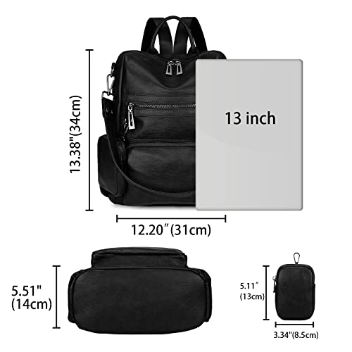 Image of Uromee Travel Backpack Purse for Women Vegan Leather Ladies Fashion Tassel Shoulder Bag Convertible with Pouch