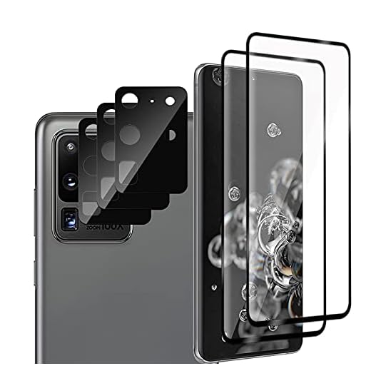 GMUJIAO [2 + 3 Pack] för Skärmskydd i Härdat Glas & Kameralinsskyddande Film Kompatibel med Samsung Galaxy S20 Ultra,Anti-Splittring,HD Clear-Svart