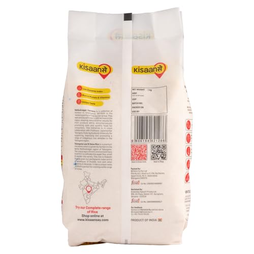 Image of KisaanSay Sugar Control Rice-Telangana Sona Rice (1KG) | Lab Tested Low Glycemic| Diabetes-Friendly | Unpolished | High in Fiber & Nutrients | Traditionally Milled | Lightweight & Non-Sticky | supports healthy weight & blood sugar