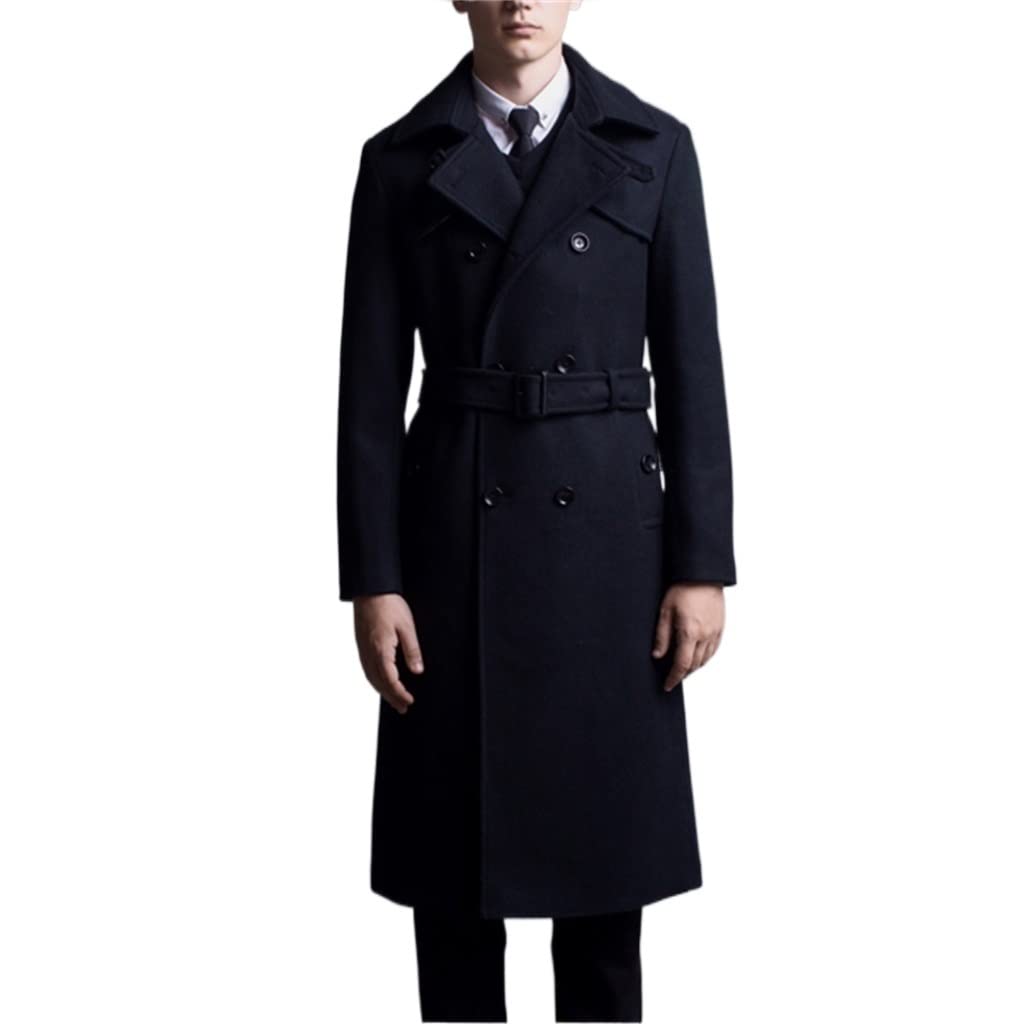 cwtzhZHCWT British Double-breasted Trench Coat Extended Coat Men's Men's Slim Fit Thermal Coat (Color : A, Size : XX-Large)