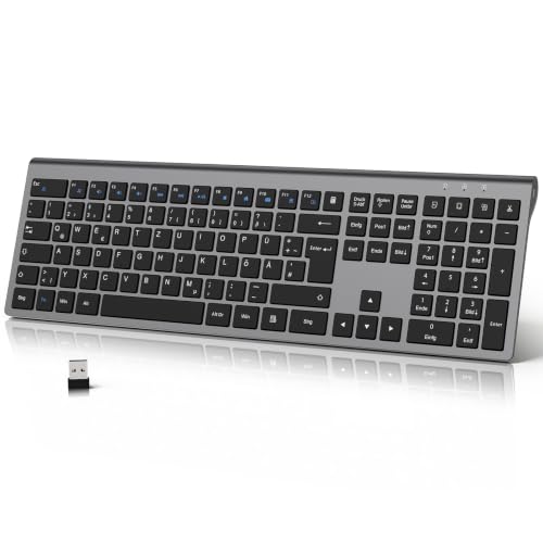 cimetech Tastatur Kabellos 2,4G Aufladbare Full Size Ultraslim Keyboard – Ansicht 1