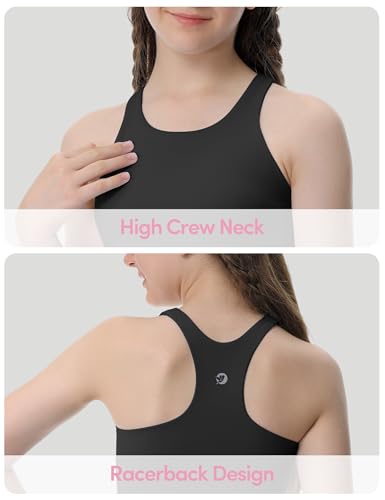 Girls Tank Tops Double Lined Crop Tops for Kids High Crew Neck Racerback Basic Sleeveless Dance Top for Girls4