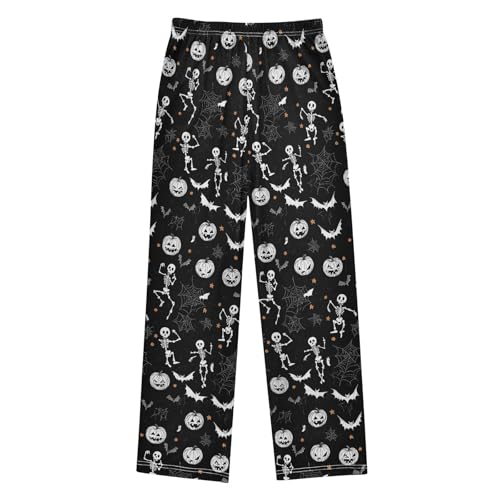 Pajama Pants Sleep Pants Soft Elastic Waist Pajama Lounge Pants Black White Skull for 6-14 Years Old2