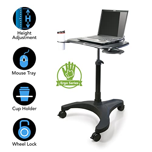 Eho EH-03735 Mobile Laptop Standing Desk Carts On Wheels, Pneumatic, Height Adjustable Rolling Stand, Sit To Stand Computer Cart thumb #3