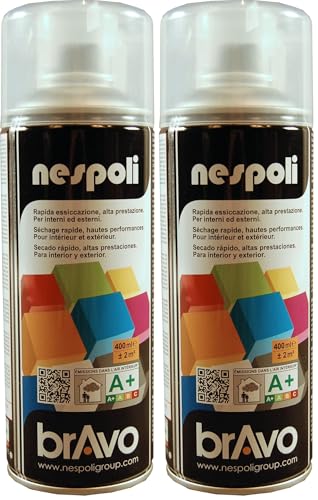 NESPOLI Aérosol peinture professionnelle satiné vernis incolore 400 ml (Lot de 2)
