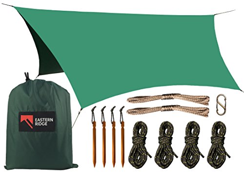 Eastern Ridge Camping Hammock Hex Tarp - Waterproof Windproof Lightweight Durable Rainfly Shelter (Forest Green, Large)