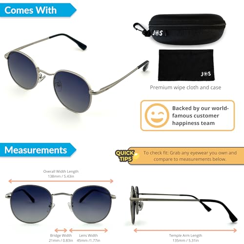 J+S Rehua Old School Round Polarized Sunglasses for Women Men | Spring Hinge Metal Frame | Polarized 100% UV 400| Medium Fit4