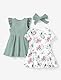 PATPAT Baby Mädchen Kleid Set, Packung mit 2 Süßes Sommerkleider Ärmellos Rüschen Prinzessin Kleider Kurze Ärmel, Kleinkind A-Linien-Kleid für Hochzeit Geburtstag Party Bankett Urlaub, 3-24 Monate