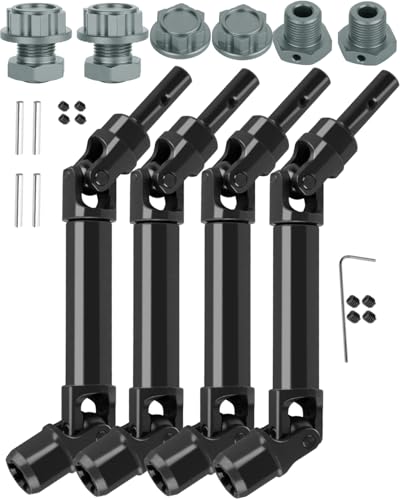 RCHuiWow RC Driveshafts Axles Upgrades Part for 1/8 Typhon 3S BLX,Typhon Mega 550,Front Rear Steel 45# Drive Shafts CVD w/ 17mm Wheel Hex Hub,Black &Titanium