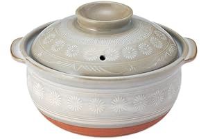 銀峯陶器(ginpo touki) Pottery 21581 Earthenware Pot, Gray, Hanamishima, Zori Cooker Pot
