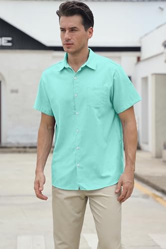 Image of SANGTREE Summer Button Down Shirts Cottn Tops for Men Women Boy Girl