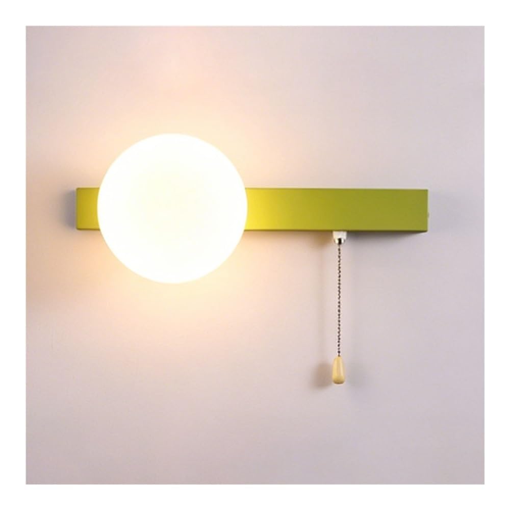 LUOYAOB Red Green Globe Shade Modern Pull Chain Wall Sconce G9 Socket Wall Mount Lamp Decorative Home Lighting Fixture Suitable for Bedside Bedroom Living SpaceIndoor Wall(Green)