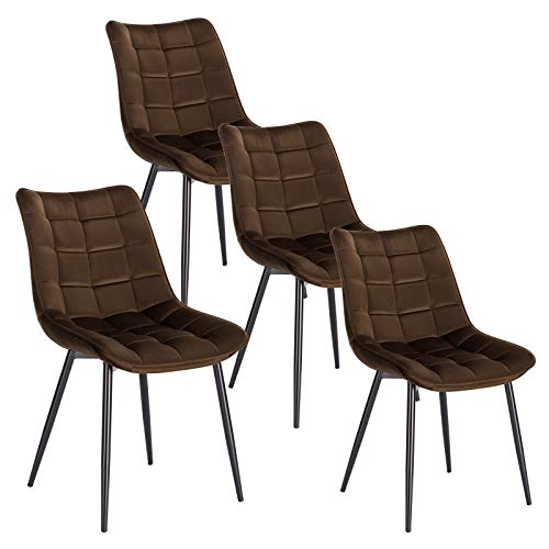 Woltu Pack De 4 Sillas De Comedor Asiento De Terciopelo Silla Diseño Silla Tapizada Estructura Metálica Sillón Con Respaldo Silla De Cocina Marrón Bh142br-4 Woltu Pack De 4 Sillas De Comedor Asiento De Terciopelo Silla Diseño Silla Tapizada Estructura Metálica Sillón Con Respaldo Silla De Cocina Marrón Bh142br-4