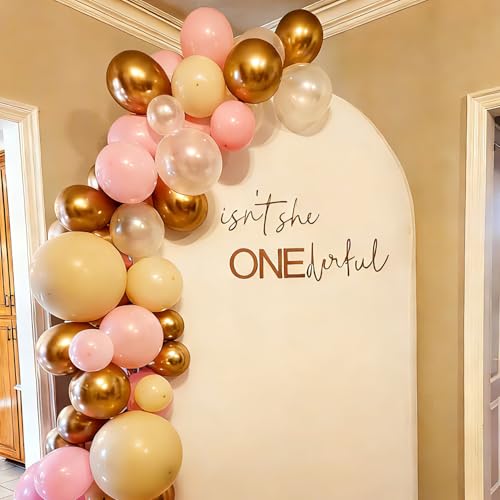 Image of Pink White and Gold Balloon Arch Kit 144 Pcs