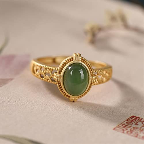 Bague jaspe naturel argent femme ajustable style chinois
