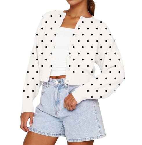 BAIGRAM Women Button Down Open Front Polka Dot...