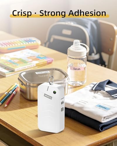 Image of ORGSTA Label Maker Machine with Tape Bluetooth Portable Thermal Labelling Printer for School Home Office Organization, Wireless Mini Labeler S001 Label Machine with Label Sticker Maker, White
