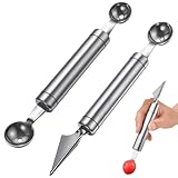 GXGM 2 piezas Herramienta para tallar frutas Pala de melón de frutas, removedor de acero inoxidable Utensilios de cocina para ensaladas de frutas de bricolaje, cucharas para helado